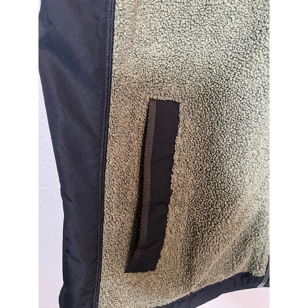 Under Armour Sherpa Fleece Vest Mens Large Green Black‎ Full Zip Ripstop Overlay